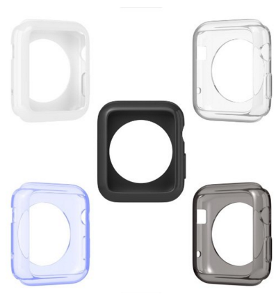 Anti Scratch - Apple Watch Protection Cover, Colors Include Clear Black White Grey & Blue, New in Smart Watch Accessories / Apple Watch Case by La Zuzzi, a Set of 5 Soft Covers, 38mm, for Apple Sport, Watch & Edition,